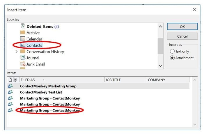 how to share outlook contact groups