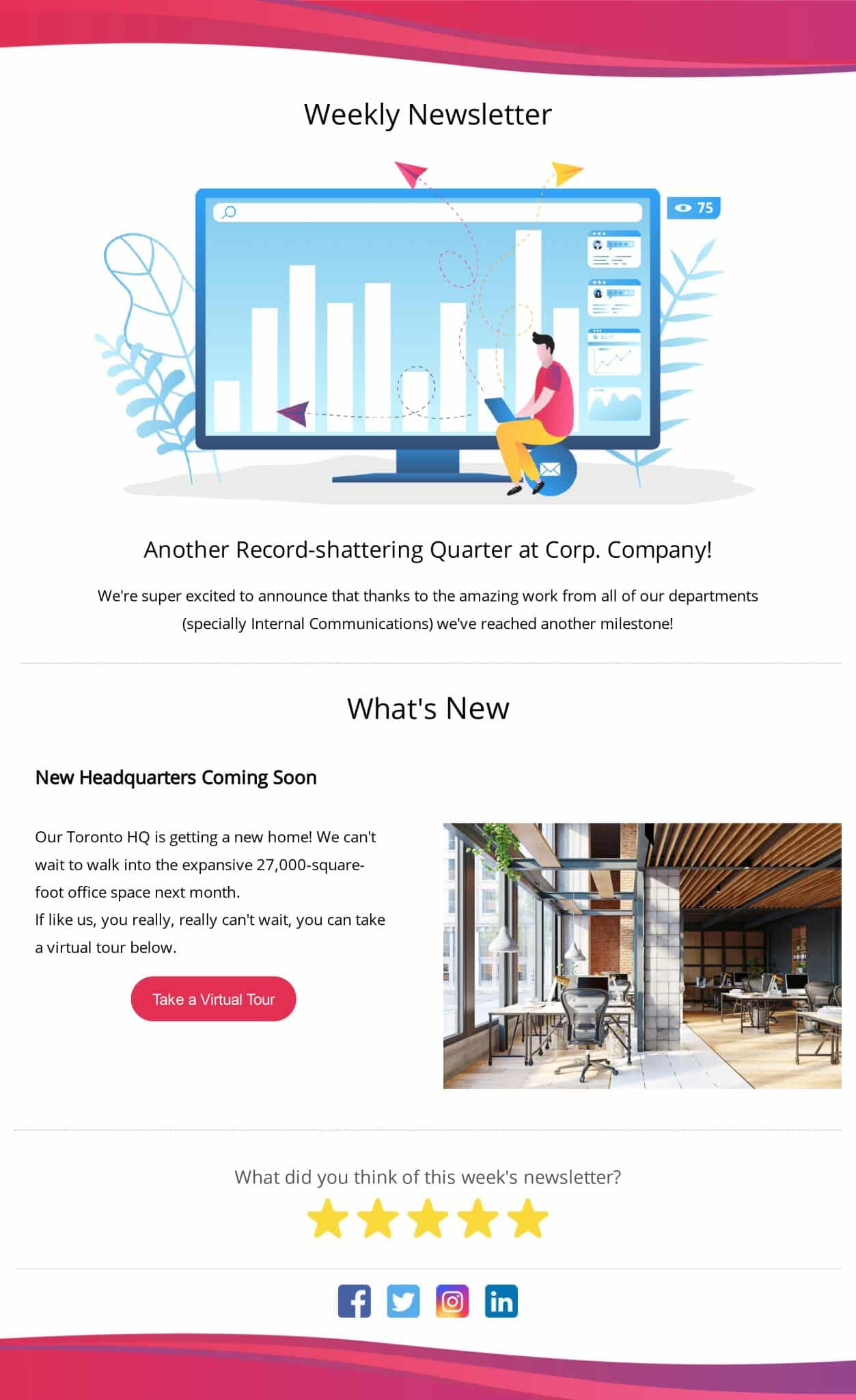 Example of a weekly employee newsletter design