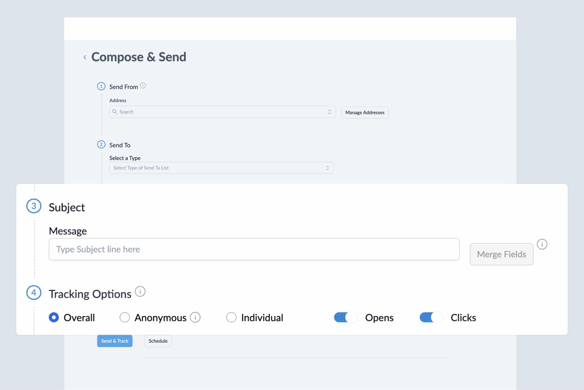 Adding merge tags to a subject line for an email being sent in Gmail using ContactMonkey.