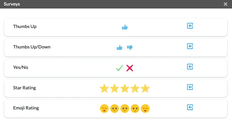 Screenshot of employee pulse survey options within ContactMonkey's internal communication tool.